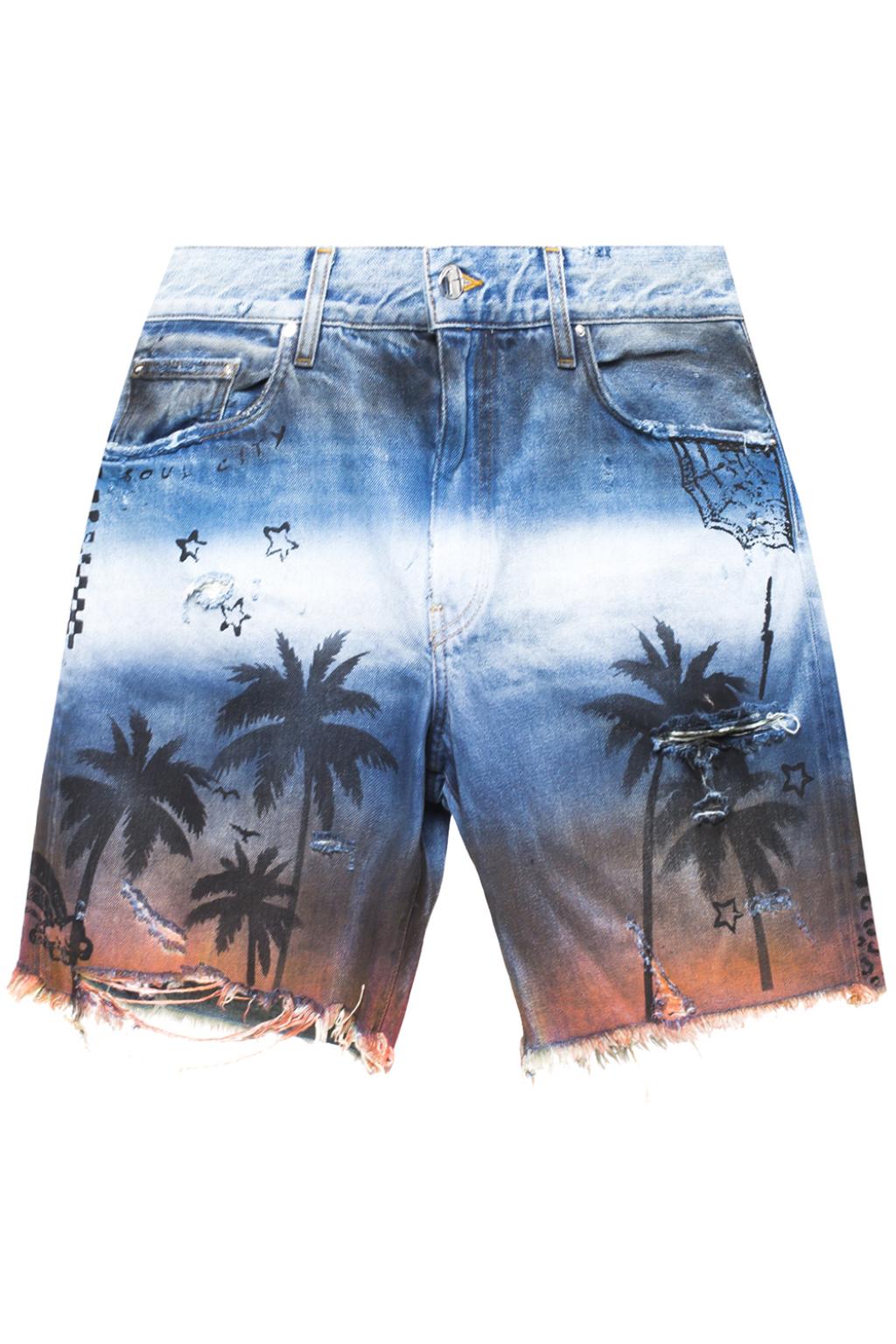 Amiri Denim shorts with palm trees | Men's Clothing | Vitkac